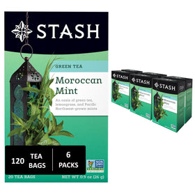 Stash Moroccan Mint Green Tea pack highlighting premium blend for daily refreshment