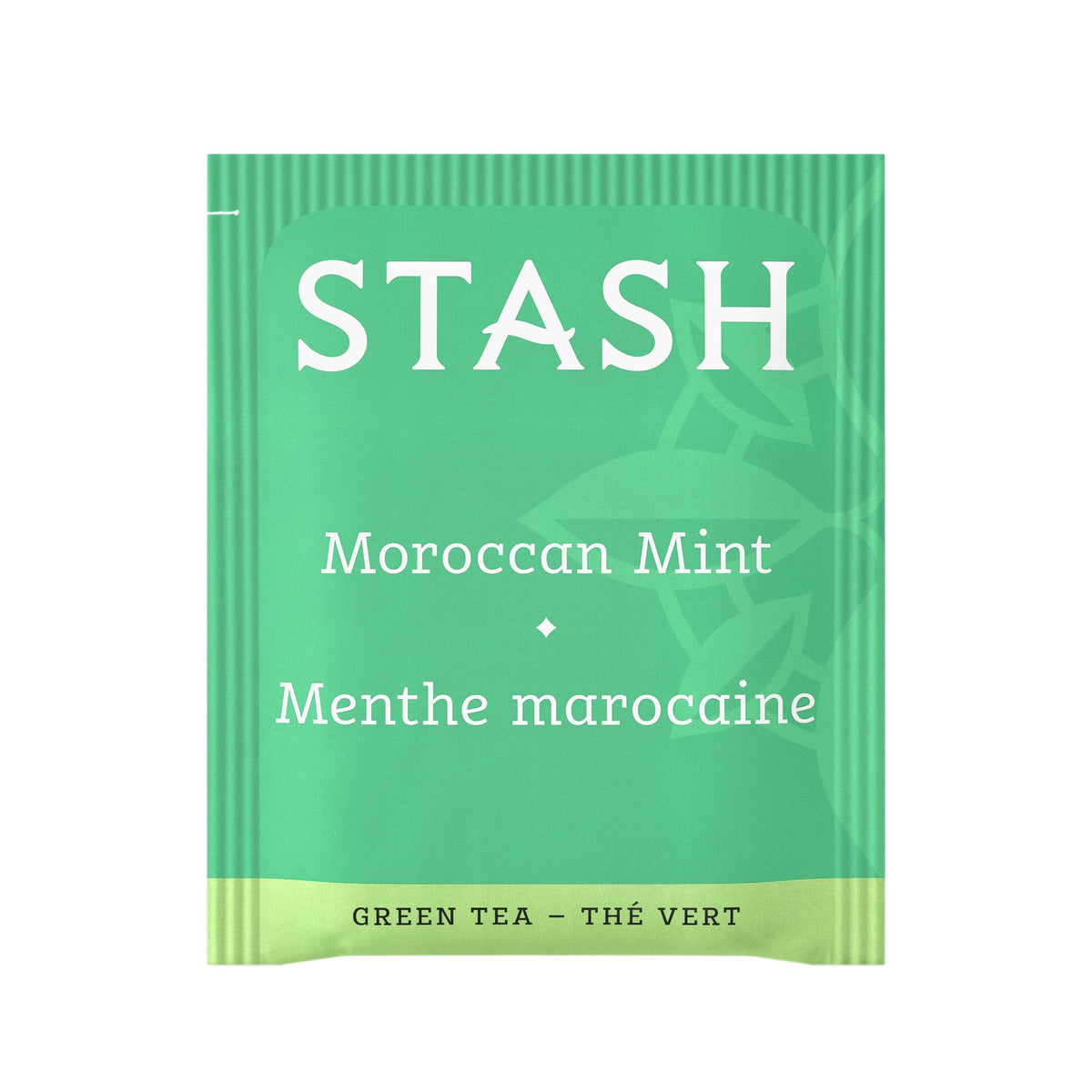 Closeup of Stash Moroccan Mint tea bags for quick flavorful brewing