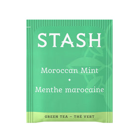 Closeup of Stash Moroccan Mint tea bags for quick flavorful brewing