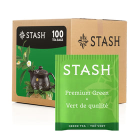 Stash Premium Green Tea bags in a box for premium brew and daily ritual.