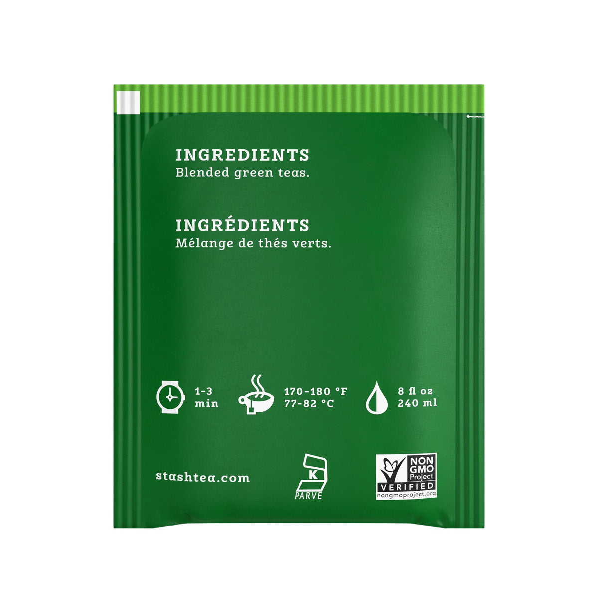 Foil-wrapped tea bags by Stash to preserve freshness and flavor.