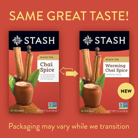 Assam tea leaves of Stash Chai Spice deliver bold character when brewed.