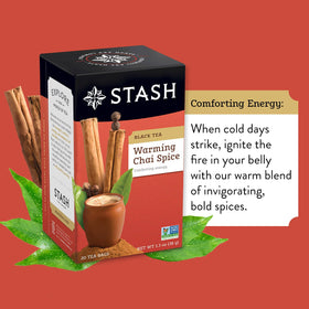 Foil-wrapped pouch of Stash Tea Chai Spice preserves peak flavor.