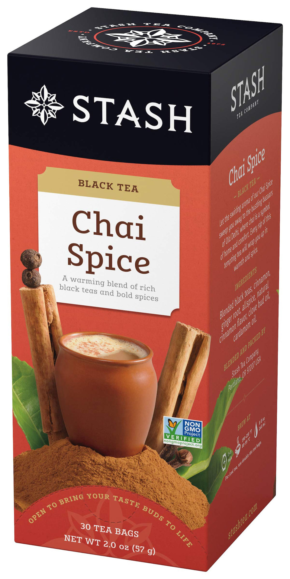 Stash Tea Chai Spice tea bags packaging signaling premium quality for gifting