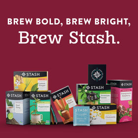 Stash Tea Chai Spice tin on shelf, ready for an anytime tea break.