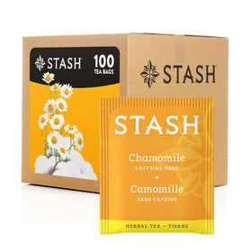 Stash Chamomile tea bags foil-sealed for fresh, caffeine-free sipping.