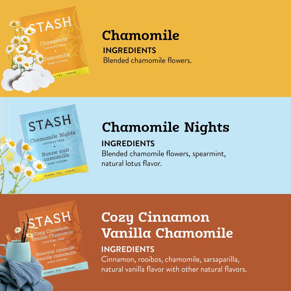 Stash chamomile classic cup evokes nostalgic comfort and gentle unwind.