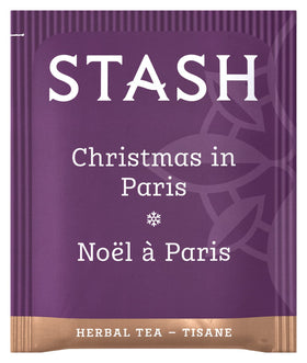 Stash Tea Christmas in Paris teabags ready to brew a dessert-inspired cup.
