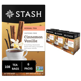 Stash Tea Cinnamon Vanilla tea bag ready to brew for caffeine-free comfort.