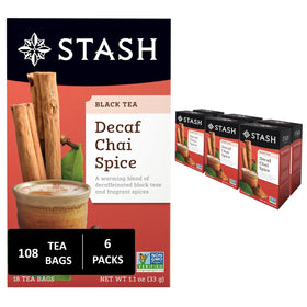 Stash Decaf Chai Spice box on shelf, caffeine-free comfort for tea lovers.