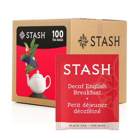 Stash Decaf English Breakfast tea bag ready for a smooth morning cup.