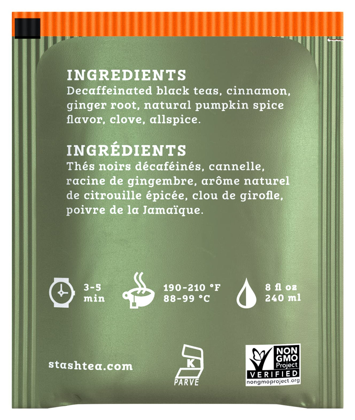 Stash Tea decaf pumpkin spice steeping moment captures warm, comforting flavor.