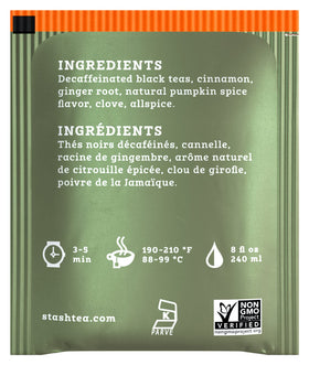 Stash Tea decaf pumpkin spice steeping moment captures warm, comforting flavor.