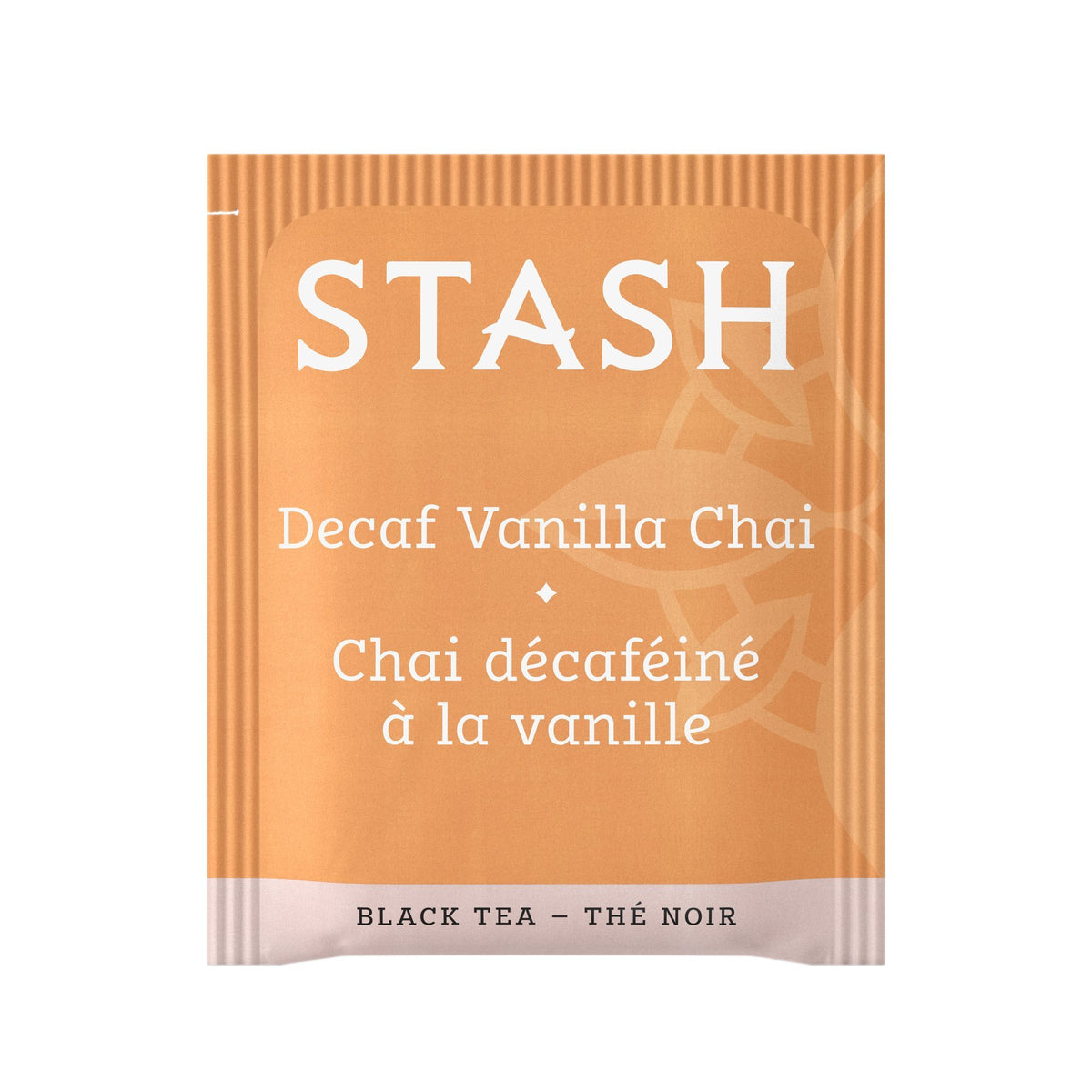 Stash Decaf Vanilla Chai packaging with foil wrappers preserves freshness and flavor