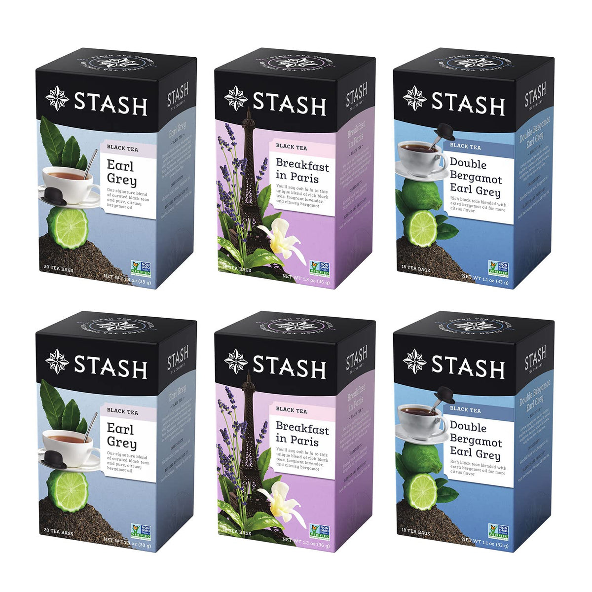 Stash Tea Earl Grey assortment front cover showing variety for daily ritual