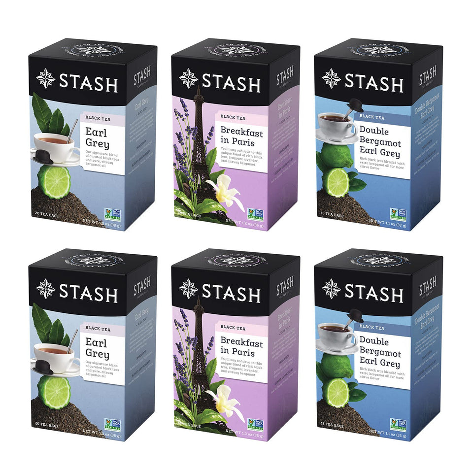 Stash Tea Earl Grey assortment front cover showing variety for daily ritual