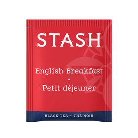 Stash English Breakfast tea bags closeup, rich flavor notes for a strong brew.