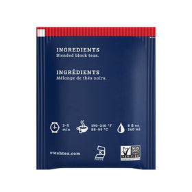 Stash English Breakfast tea bags packaging foil, stay-fresh for daily use.