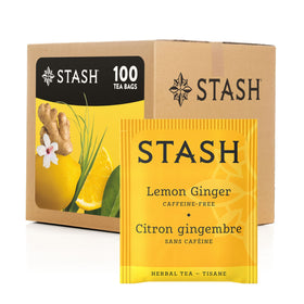 Stash Lemon Ginger tea bags in a box, delivering a bright, mood-boosting aroma.