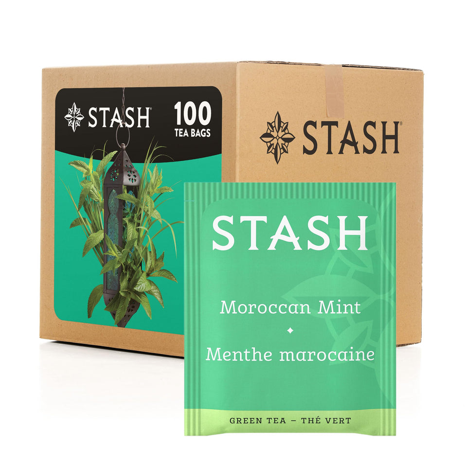 Stash Moroccan Mint Green Tea box with 100 bags for everyday brewing.