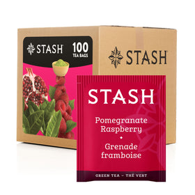 Stash Tea Pomegranate Raspberry Green Tea box packaging for everyday ritual