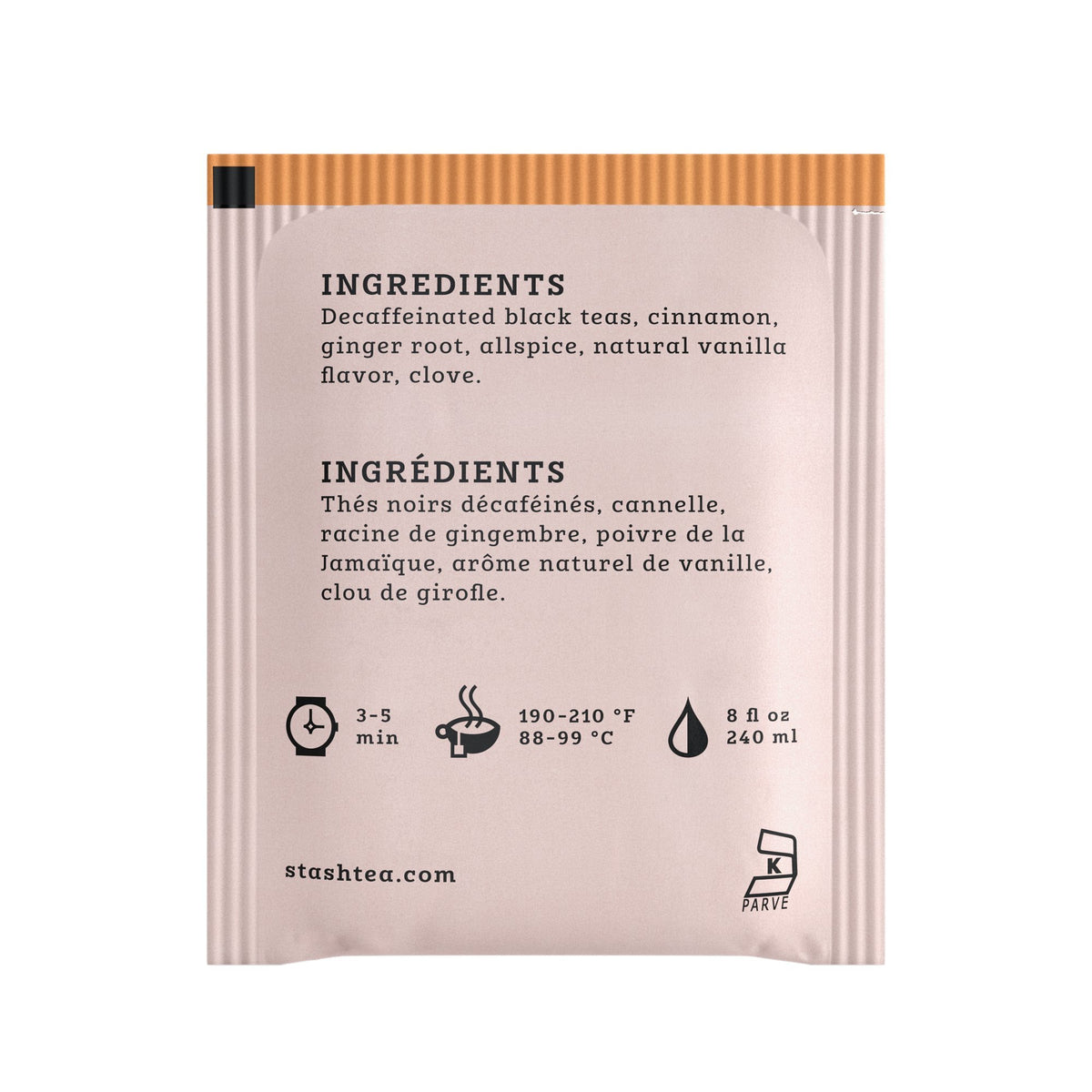 Stash Decaf Vanilla Chai cup steaming with inviting aroma and warm spice