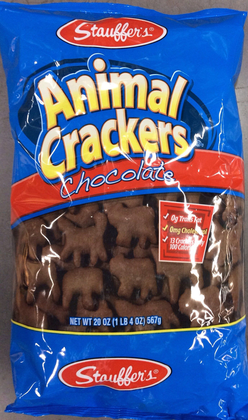 Stauffer's Animal Crackers Chocolate two-pack, a kid-friendly snack ideal for lunchboxes and on-the-go.