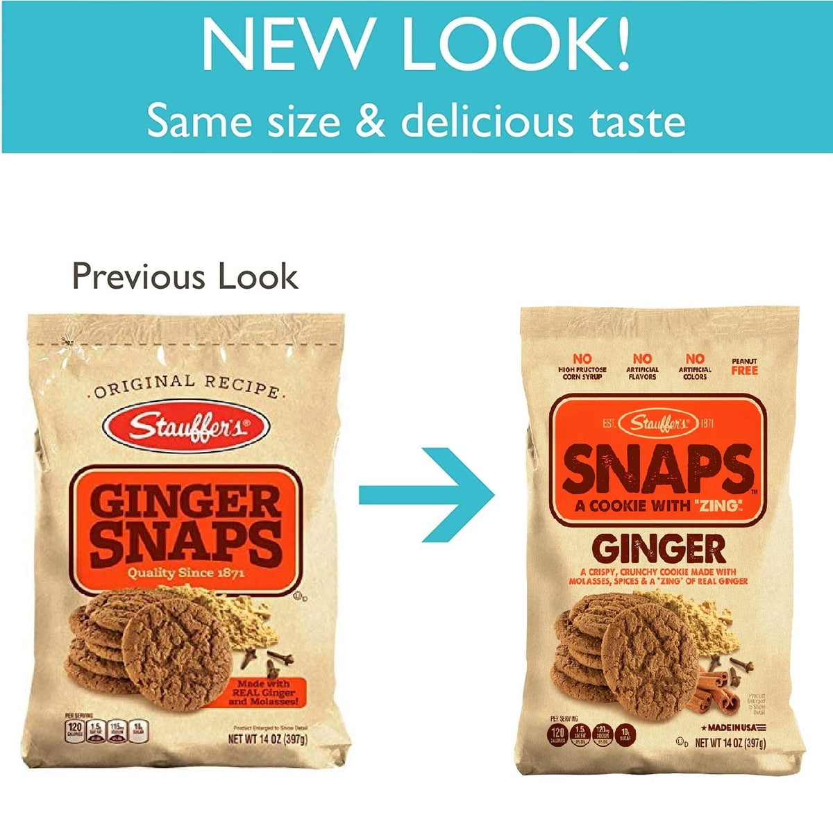 Stauffer's Ginger Snaps closeup showing crisp texture, ideal for snacking.