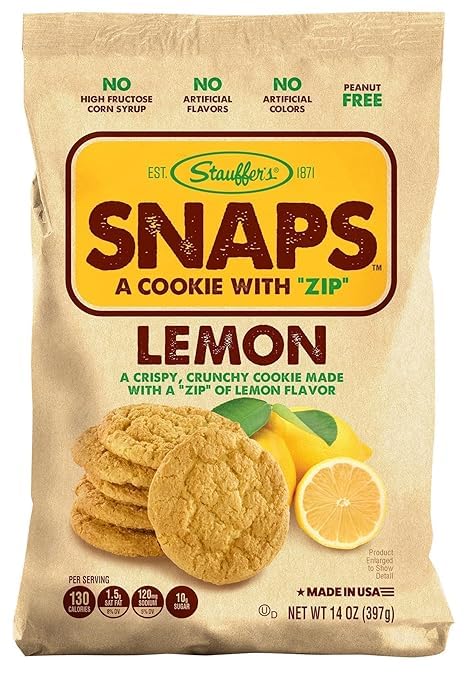Stauffer's Lemon Snaps bag 14oz for easy, shareable snacking on the go.