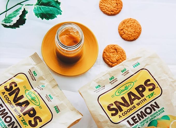 Stauffer's Lemon Snaps production-line view emphasizes consistent quality.