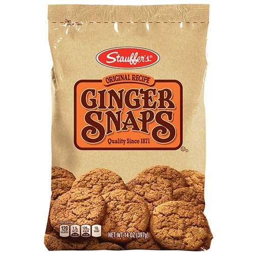 Stauffer's Ginger Snaps bag on a dessert plate ready for sharing.