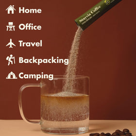STAYVIA COFFEE compact packaging emphasizes pocket-friendly convenience