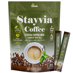 STAYVIA COFFEE stevia instant packets close-up for a convenient sugar-free latte