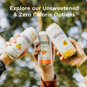 Steaz twelve-pack display showing convenient, vegan iced tea for everyday use.