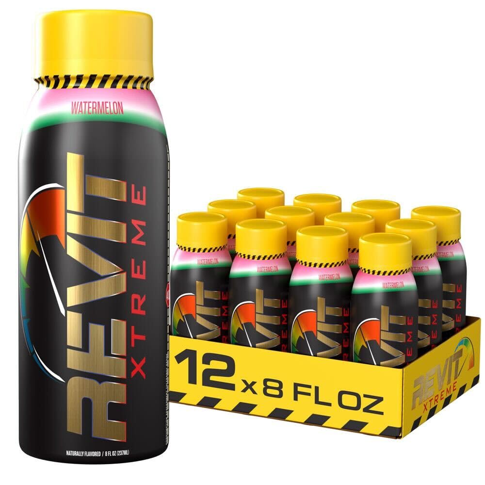 Steel Supplements Revit Xtreme Watermelon bottle with 4oz gauge for safe start