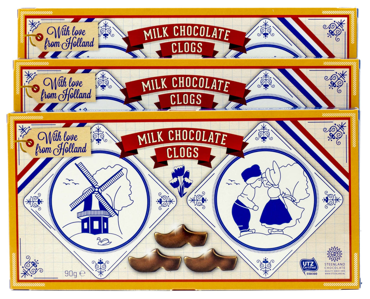 Steenland Chocolate Shoe 3-pack front view, ideal gift for chocolate lovers and sharing.