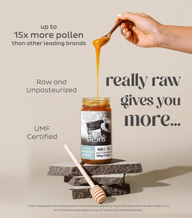 Steens Manuka Honey jar with UMF 13+ certification and authenticity