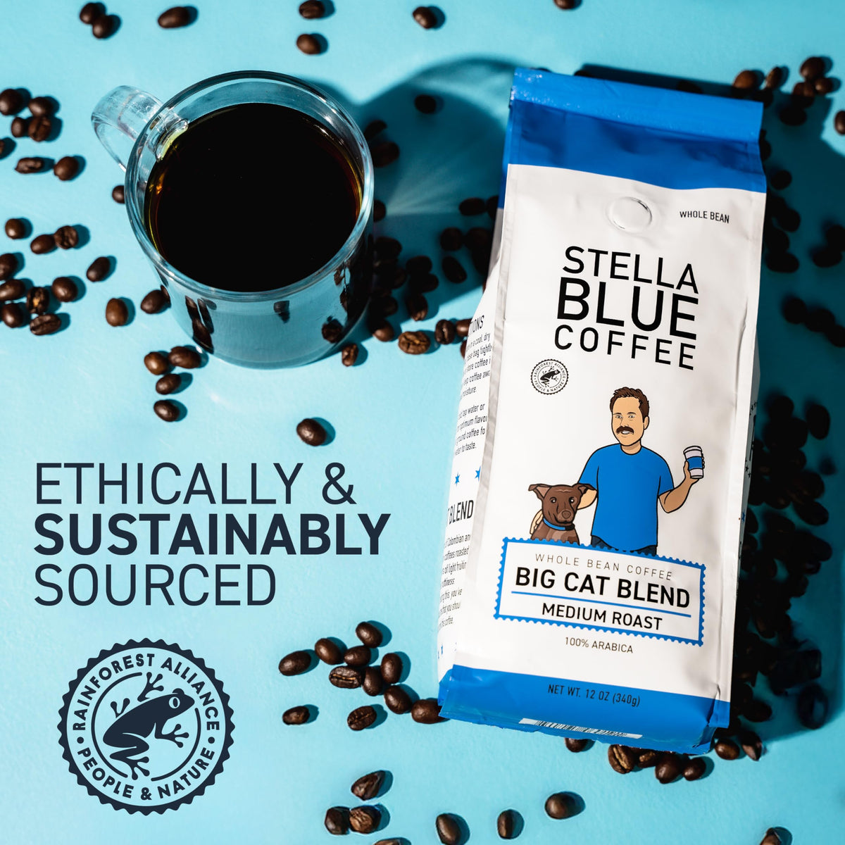 Stella Blue Big Cat Blend aroma steam cup inviting daily ritual.