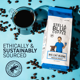 Stella Blue Big Cat Blend aroma steam cup inviting daily ritual.