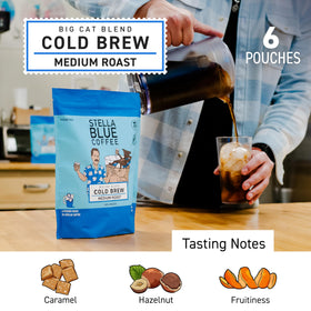 Stella Blue Big Cat Blend sealed packet for mess-free steeping at home.