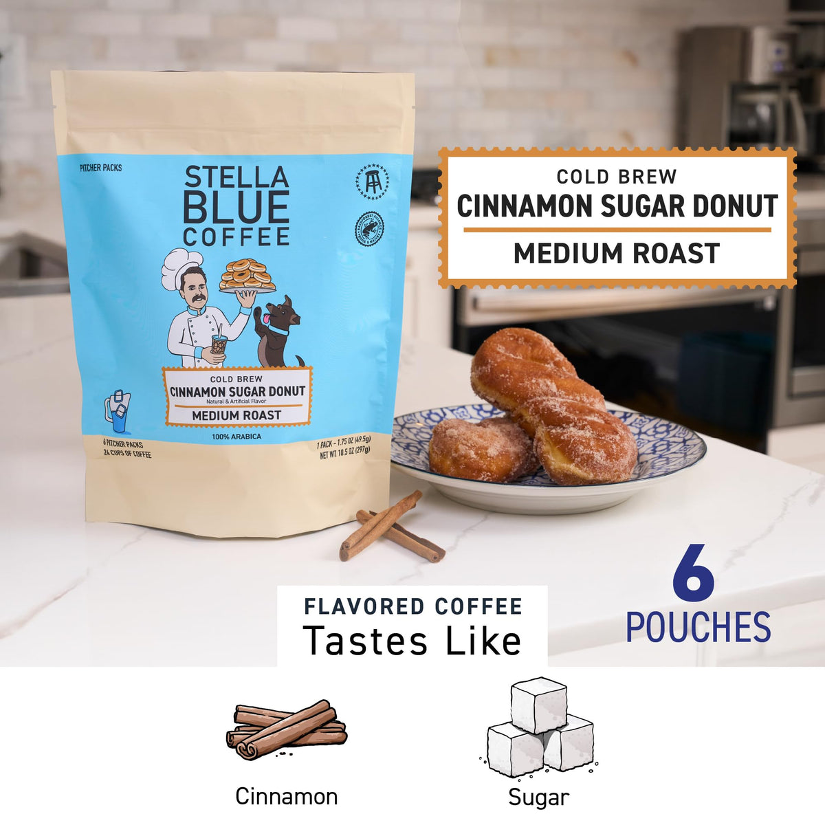 Stella Blue cinnamon sugar donut flavor delivers nostalgic aroma and comforting taste.