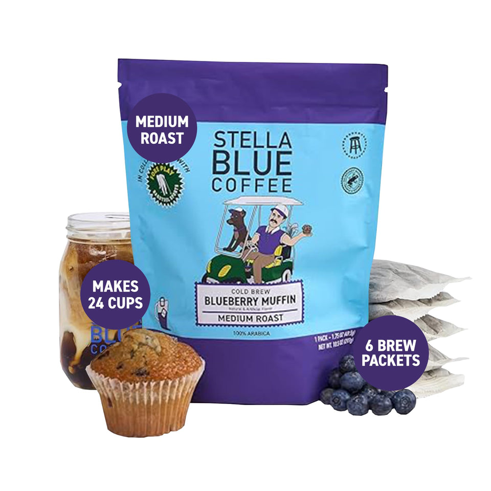 Stella Blue cold brew bags with blueberry muffin flavor for easy mornings