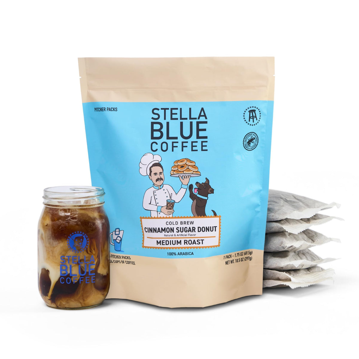 Stella Blue cold brew coffee bags offer a convenient, clean setup for quick cups.