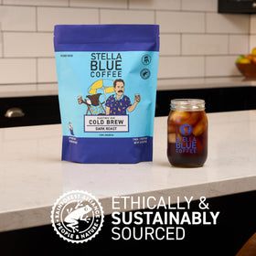 Stella Blue Electric Ave cold brew poured into glass highlighting bold notes