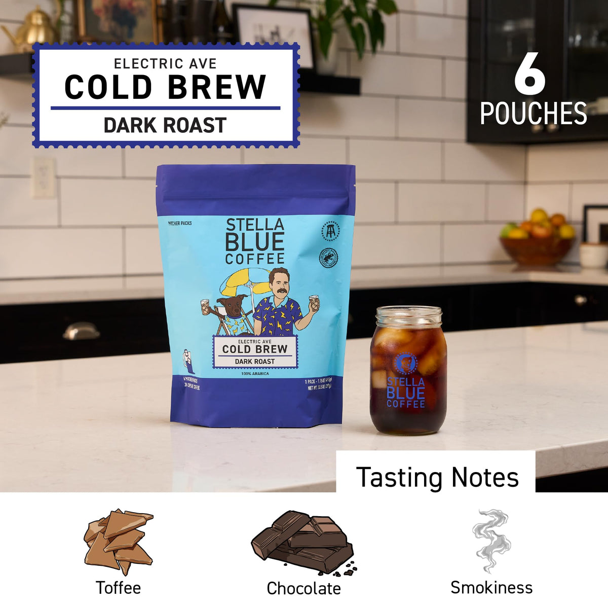 Stella Blue Electric Ave ready-to-brew packets perfect for quick cold brew