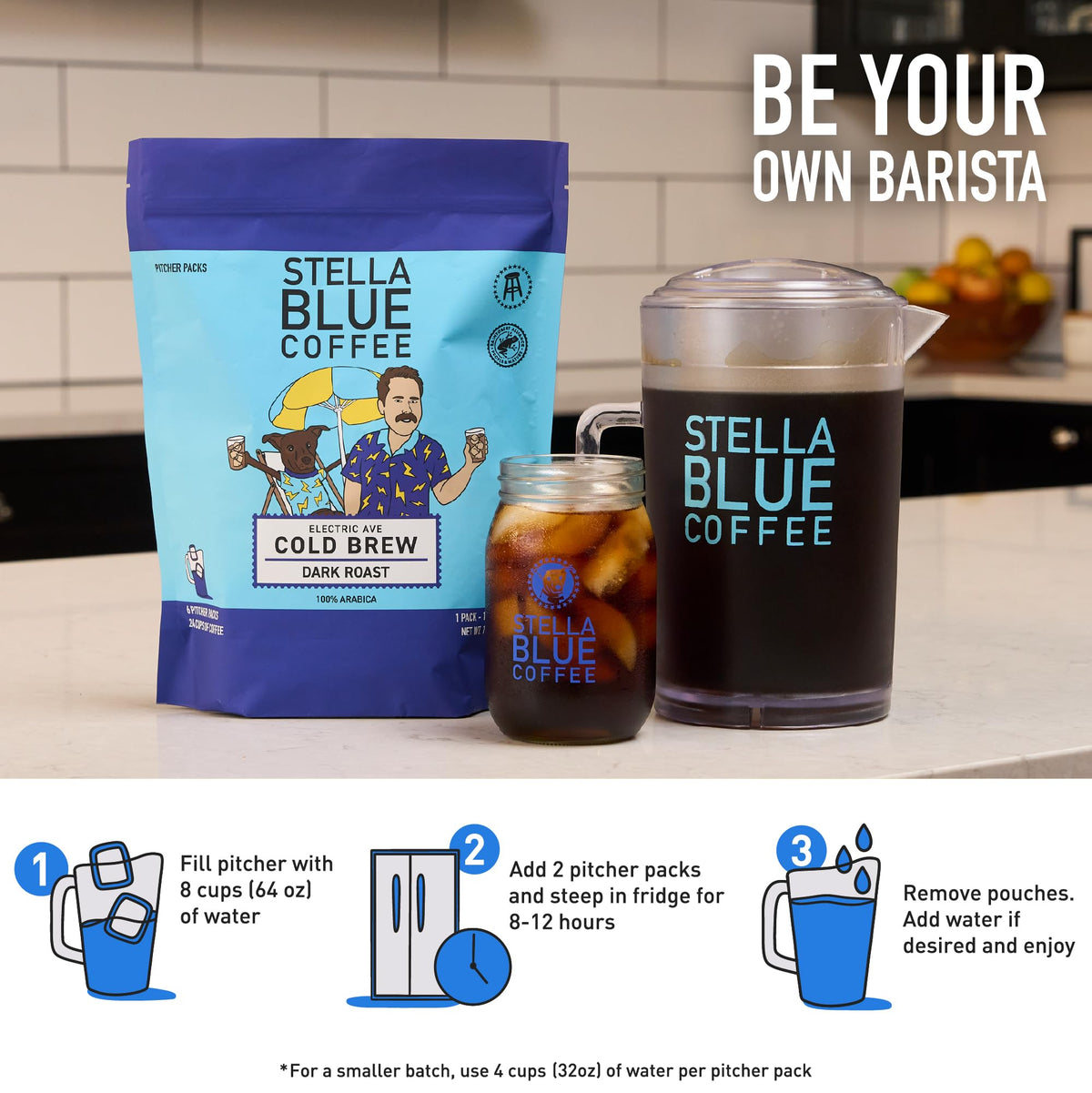Stella Blue Electric Ave steeping in cold water for smooth flavor