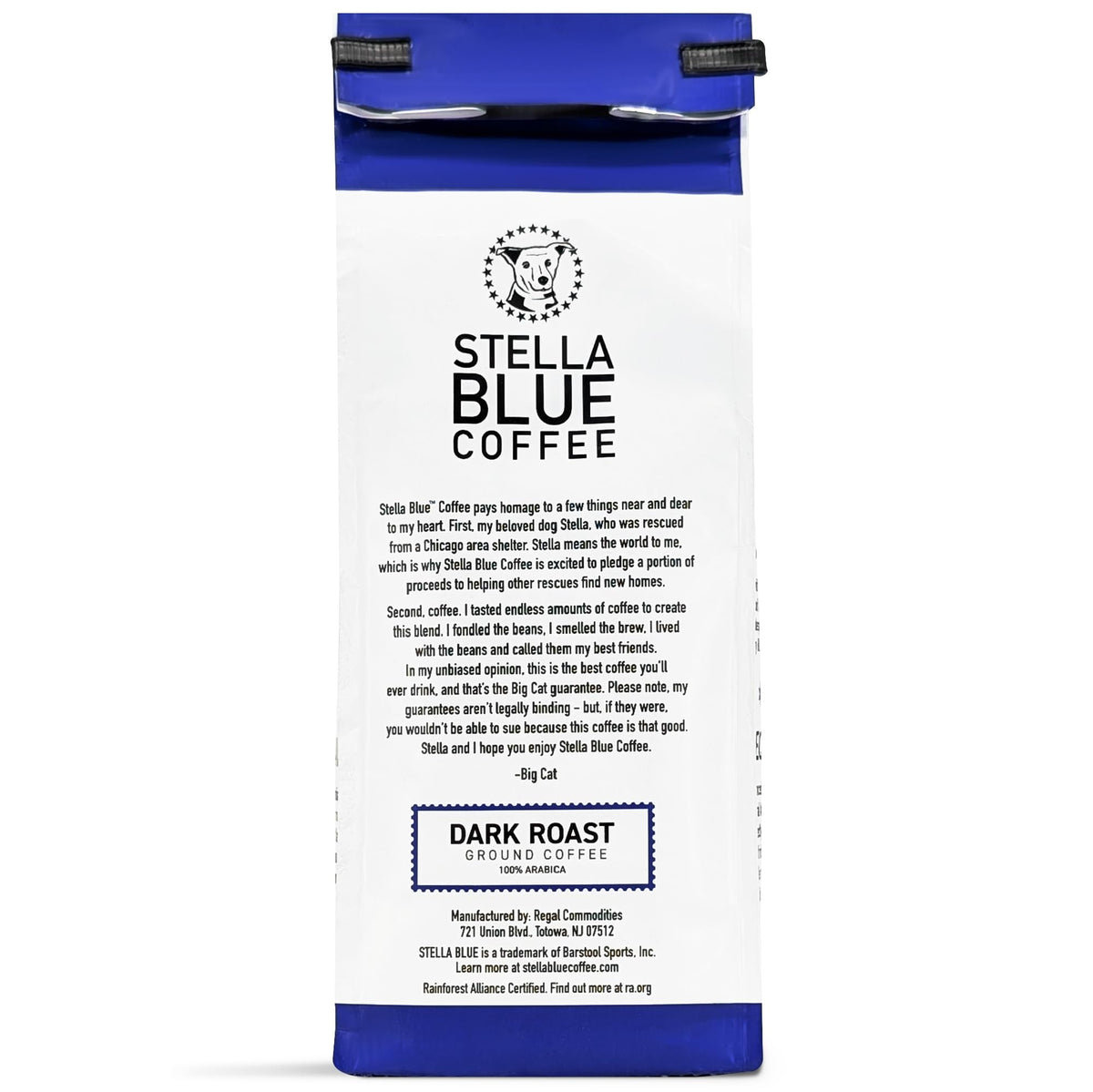 Stella Blue Electric Avenue 12 oz bag label front view
