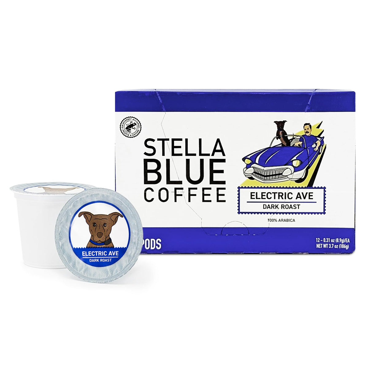 Stella Blue Electric Avenue pod front for quick, mess-free brewing