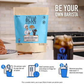 Stella Blue medium roast ground coffee provides balanced, robust flavor without bitterness.