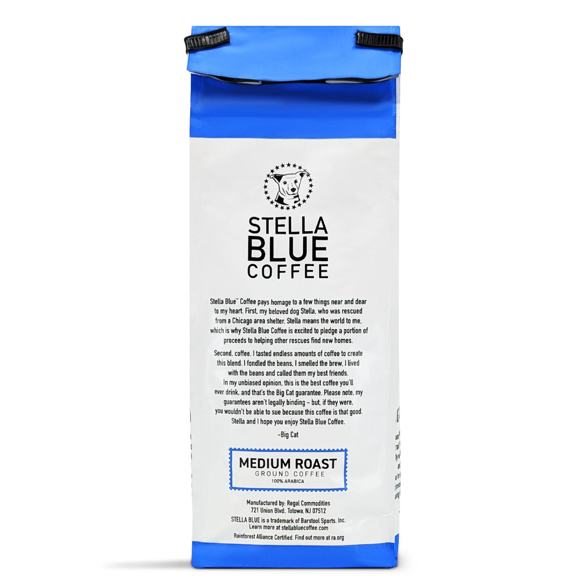 Stella Blue 12 oz bag packaging ready for home brewing.